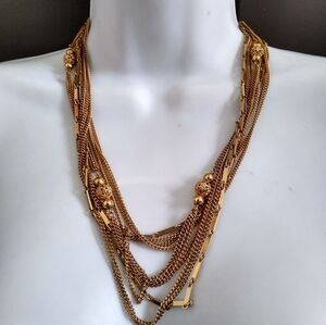 Multi-Strand Waterfall Necklace with Bead Accents